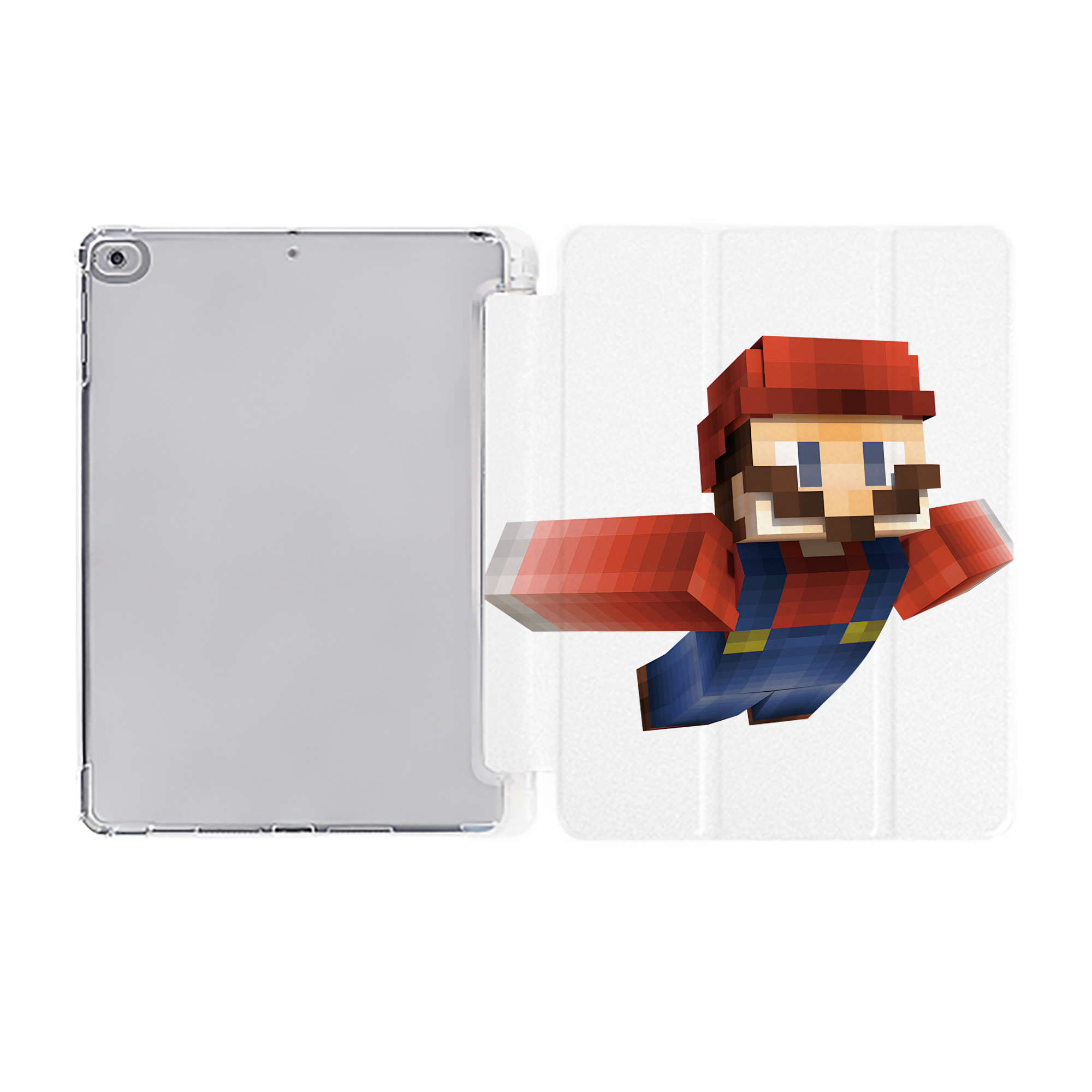 （画像用） マインクラフト ブロックの世界 Minecraft MC Block world IPad ケース ペン収納付き 三つ折りスタンド PUレザー×シリコン 対応機種9.5/10.5/10.9インチ